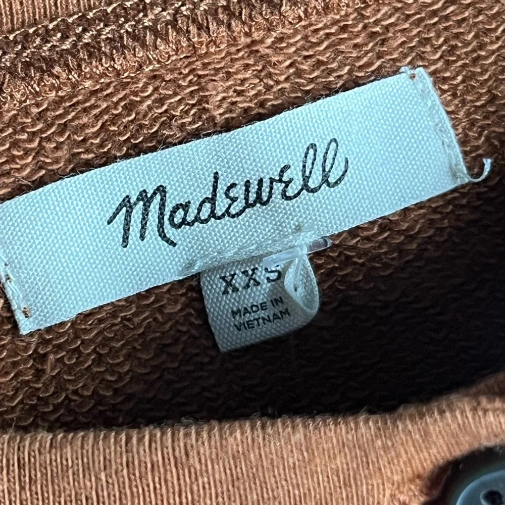 Madewell Henley puff sleeve sweatshirt brown size XXsmall NB331 NWT - Picture 9 of 10